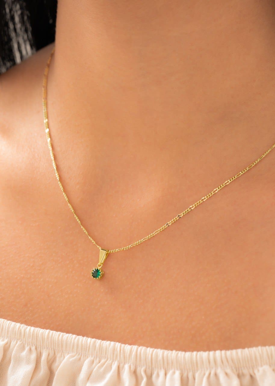 Conjunto 45cms Circon verde-cristal