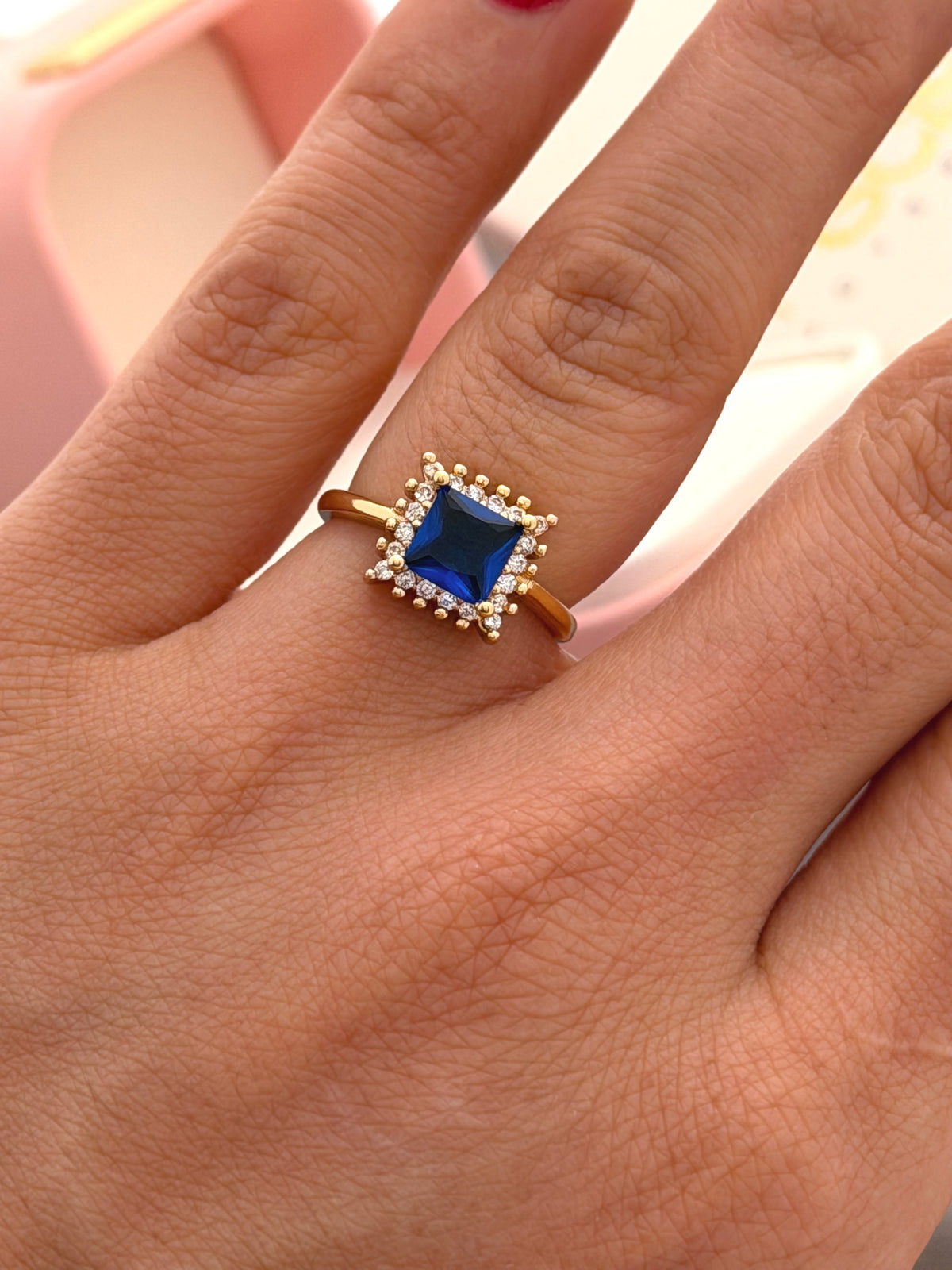 Anillo Cuadrado azul