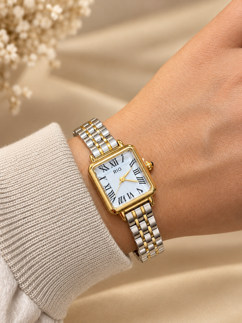 Reloj Plata Dorado en acero inoxidable