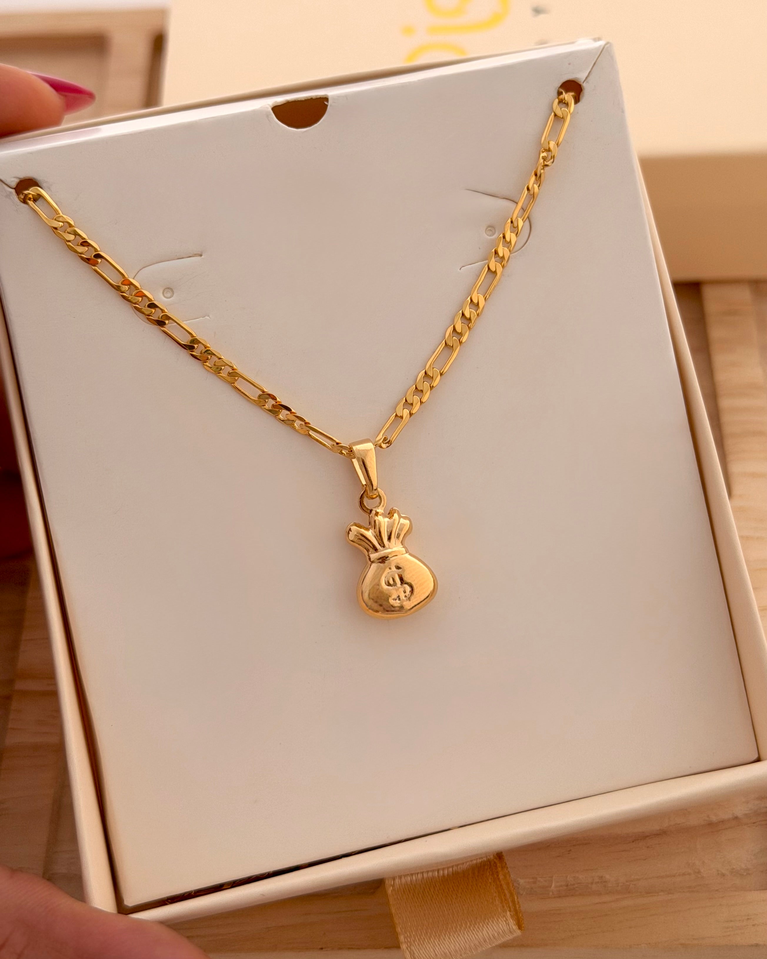 Conjunto 3x1 2mm 60cms más dije Bolsa de Dinero