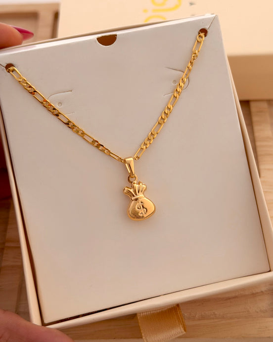 Conjunto 3x1 2mm 60cms más dije Bolsa de Dinero