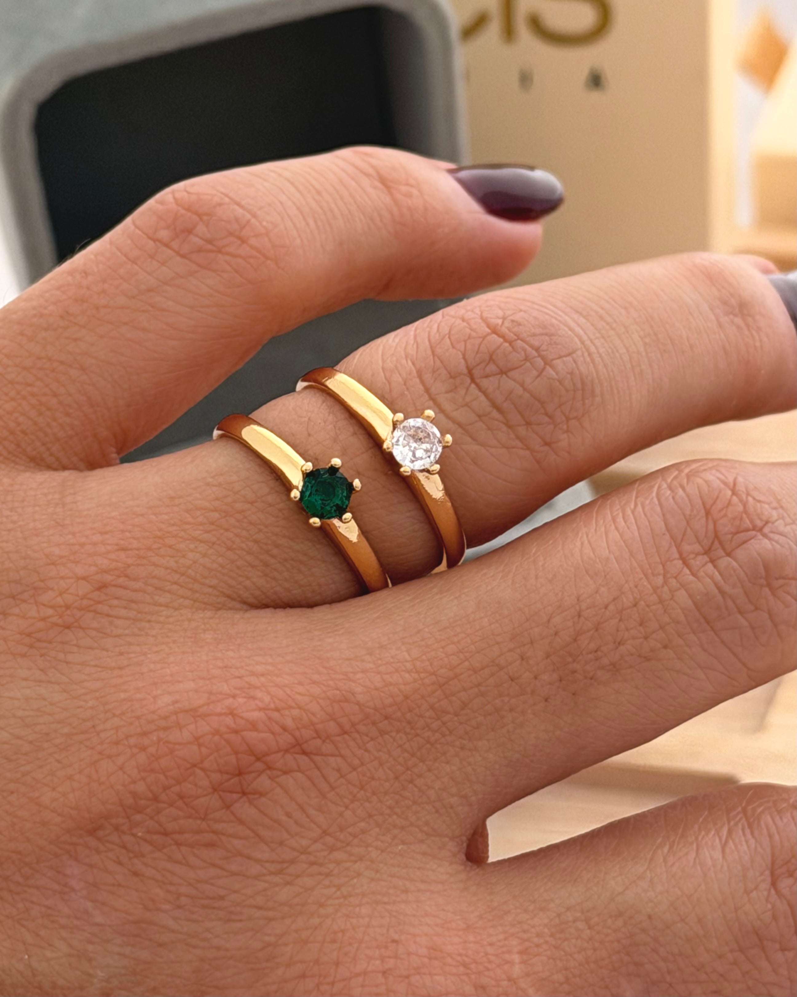 Anillo solitario Circon 5mm