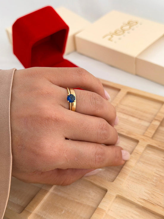 Anillo Solitario Azul