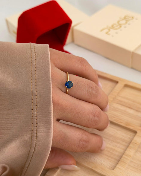Anillo Solitario Azul