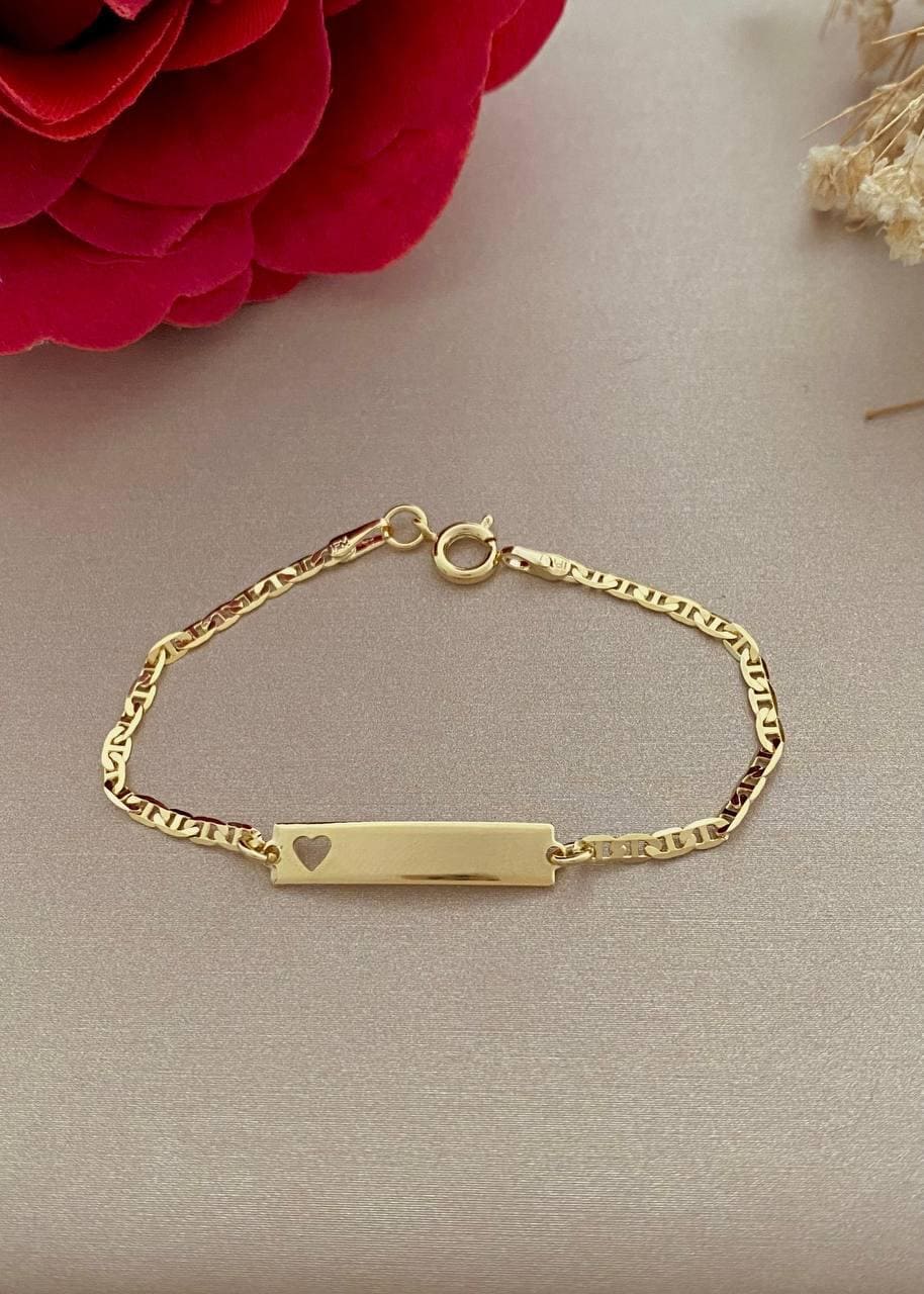 Pulsera Escalera Placa Corazón 14cms